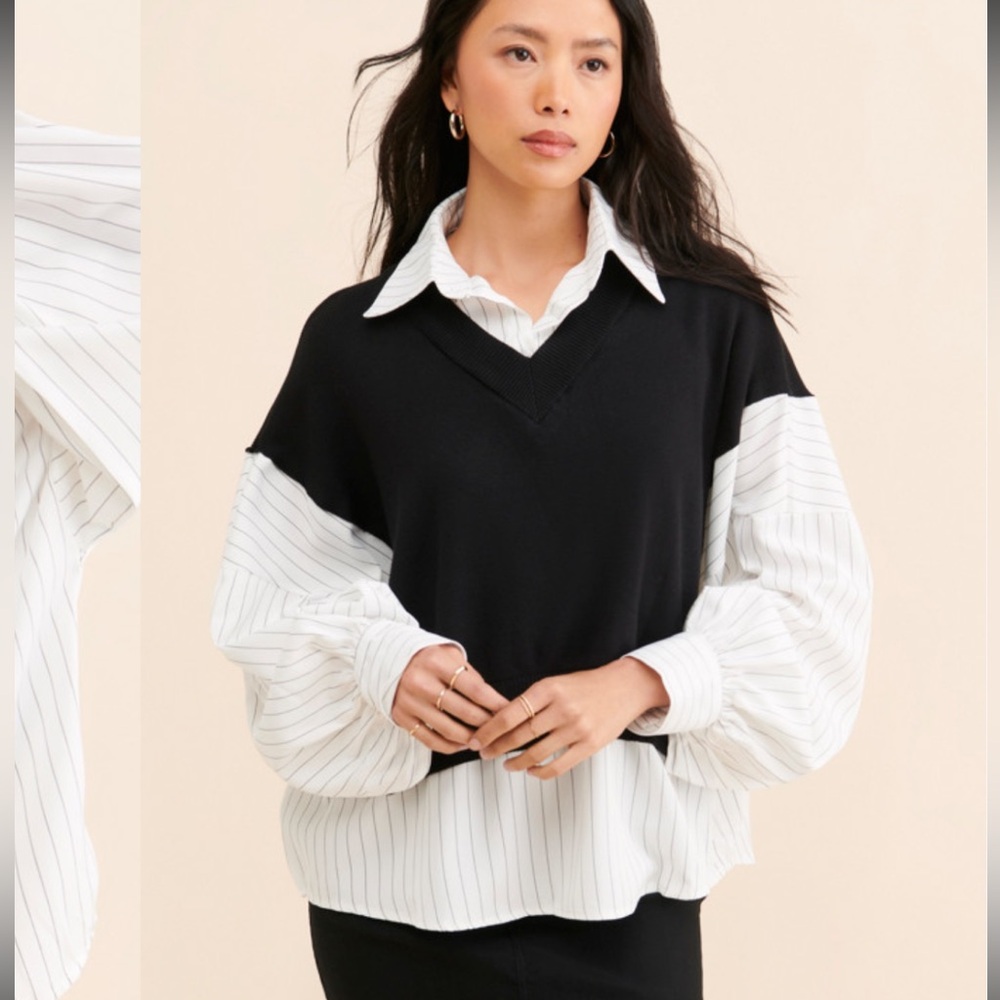 AVANT Striped Splicing Top size medium